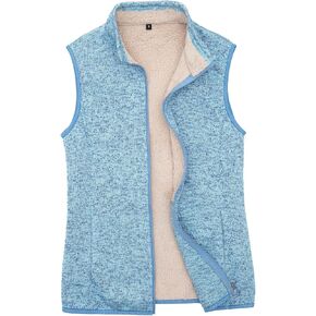 Bonnorth Women's Zip Up Sweater Fleece Vest, Sherpa Lined Windproof Warm Vest with Pocket