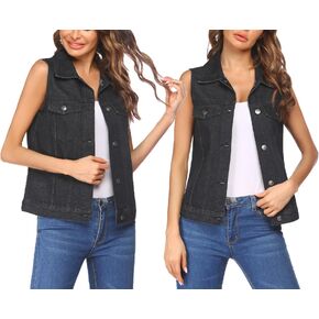 Zeagoo Women's Denim Vest Jean Vest Casual Sleeveless Jacket With Flap Pockets