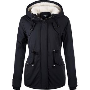 NUTEXROL Women's Winter Thicken Hooded Sherpa Lined Parka Military Anorak Jacket Warm Short Cotton Coats for Women in Kuwait