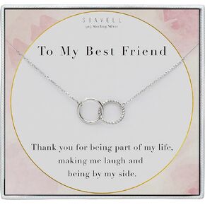 Suavell Best Friend Necklaces. Interlocking Circles, Sterling Silver Chain Necklace. Open Circle Necklace for Women. Friend Gifts for Women, Birthday Gifts for Women, Soul Sisters, Gift Ideas in Saudi Arabia