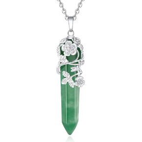 XIANNVXI Flower Wrapped Crystal Point Pendant Necklace Reiki Healing Crystals Stone Necklaces Gemstone Quartz Jewelry for Women in Kuwait