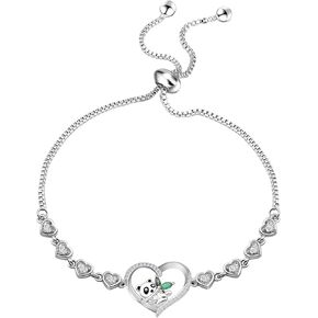TGBJE Adjustable Panda Bracelet Panda Jewelry Animal Panda Lover Gift Heart Panda Charm Bracelet for Girl Woman