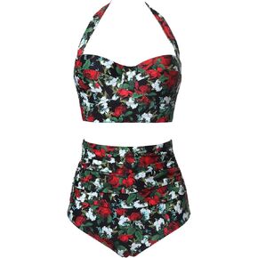 CHERRY CAT Womens Vintage Retro Polka High Waisted Underwire Bikini Two Piece Swimsuits in Kuwait