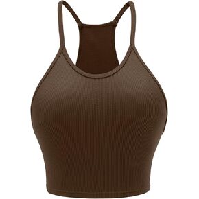 Ribbed Crop Tank Top Pack for Women Seamless Racerback Spaghetti Strap Cami Workout Sports Cropped Tops Sets
