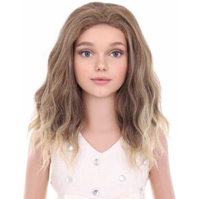 MAGQOO Brown Blonde Wig Girls Kids Short Curly Brown Blonde Wigs Synthetic Heat Resistant Cosplay Costume Party Wigs with Wig Cap(Brown Blonde)