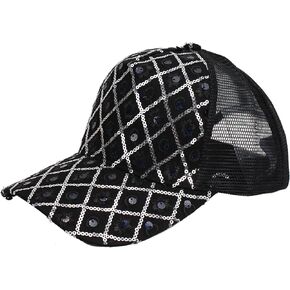 LABANCA Glitter Sequin Baseball Cap Hat Adjustable Mesh Caps Baseball Party Hat for Women and Girls
