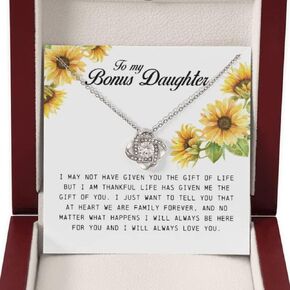 To My Bonus Daughter, Love Knot Necklace, Stepdaughter Gifts From Stepmom, Adopted Daughter Necklace From Unbiological Mom, Step Daughter Gifts From Stepmom, To My Stepdaughter Necklace Jewelry On Birthday, Gift for Her in Saudi Arabia