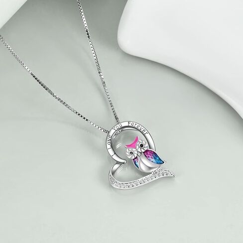 YFN Owl Necklace Sterling Silver I Love You Forever Heart Owl Gifts for Women Girls in Kuwait