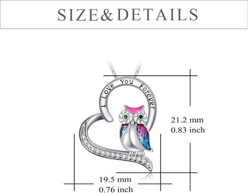 YFN Owl Necklace Sterling Silver I Love You Forever Heart Owl Gifts for Women Girls in Kuwait