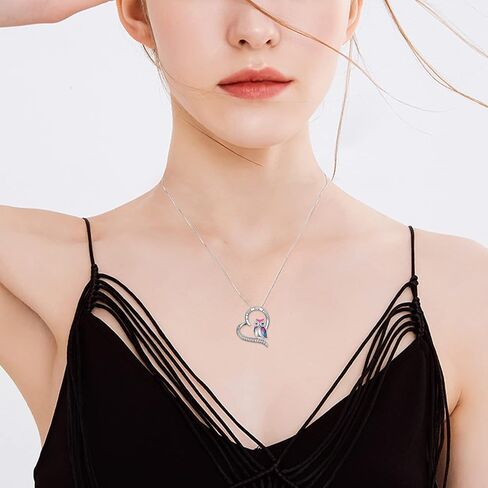 YFN Owl Necklace Sterling Silver I Love You Forever Heart Owl Gifts for Women Girls in Kuwait
