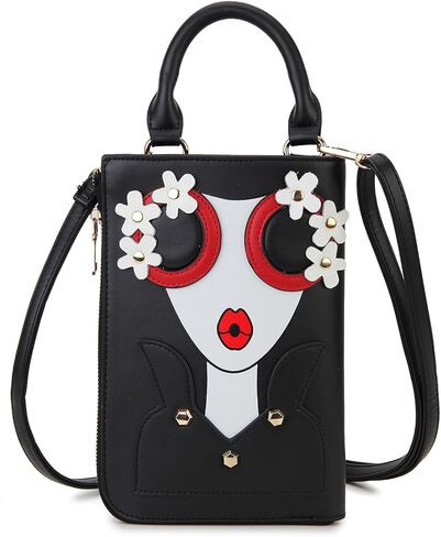 Women Novelty Lady Face Shoulder Bags Funky PU Leather Top Handle Satchel Handbags Clutch Purse for Women in Kuwait