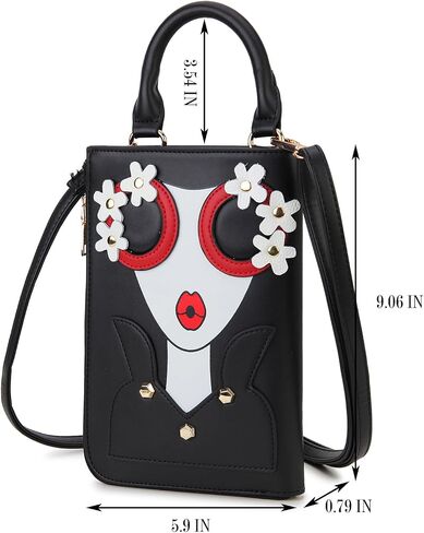 Women Novelty Lady Face Shoulder Bags Funky PU Leather Top Handle Satchel Handbags Clutch Purse for Women in Kuwait