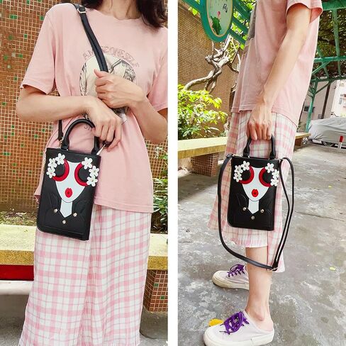 Women Novelty Lady Face Shoulder Bags Funky PU Leather Top Handle Satchel Handbags Clutch Purse for Women in Kuwait