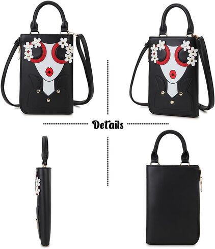 Women Novelty Lady Face Shoulder Bags Funky PU Leather Top Handle Satchel Handbags Clutch Purse for Women in Kuwait