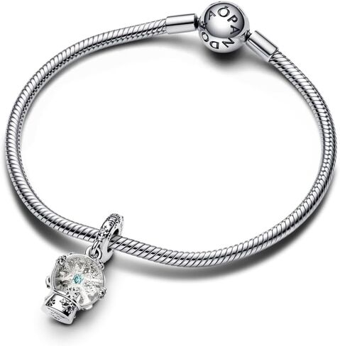 PANDORA Snowflake Snow Globe Dangle Charm - Compatible Moments Bracelets - Jewelry for Women - Gift for Women in Your Life - Made with Sterling Silver & Cubic Zirconia in Saudi Arabia