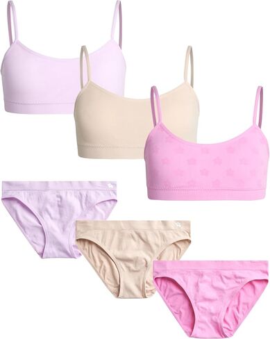 Limited Too Girls' Matching Training Bra Set - 6 Piece Seamless Sports Bralette Set (S-L) in Kuwait