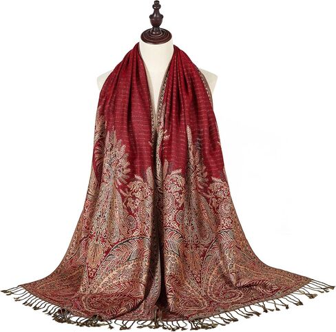 Becolored Big Paisley Pashmina Shawl Wrap Scarf Double Layers Reversible in Saudi Arabia