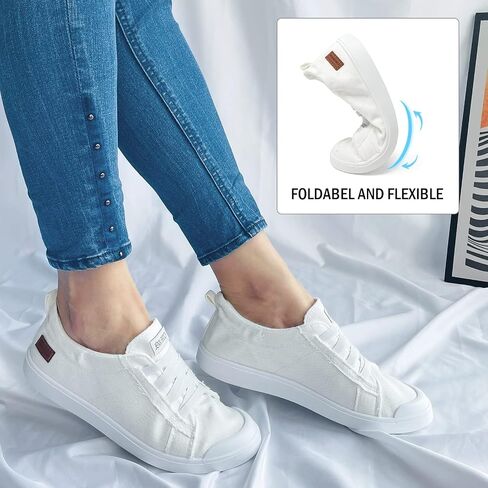JENN ARDOR Women's Canvas Sneaker Slip-ons Loafers Shoes for Womens Fashion Casual Canvas Round Toe Soft Comfortable Walking Flats in Saudi Arabia