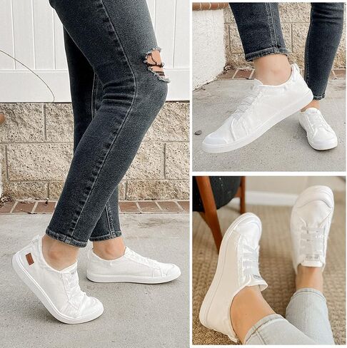 JENN ARDOR Women's Canvas Sneaker Slip-ons Loafers Shoes for Womens Fashion Casual Canvas Round Toe Soft Comfortable Walking Flats in Saudi Arabia
