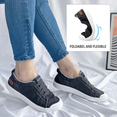 JENN ARDOR Women's Canvas Sneaker Slip-ons Loafers Shoes for Womens Fashion Casual Canvas Round Toe Soft Comfortable Walking Flats in Saudi Arabia