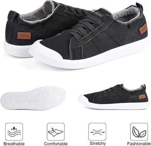 JENN ARDOR Women's Canvas Sneaker Slip-ons Loafers Shoes for Womens Fashion Casual Canvas Round Toe Soft Comfortable Walking Flats in Saudi Arabia