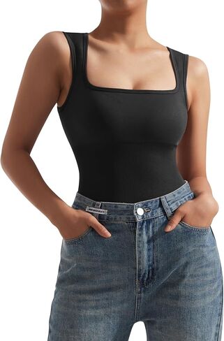 ثوب فضفاض للسيدات من RUUHEE برقبة مربعة بدون خياطة لليوجا والتحكم في البطن وسروال قصير للتمرين in Kuwait