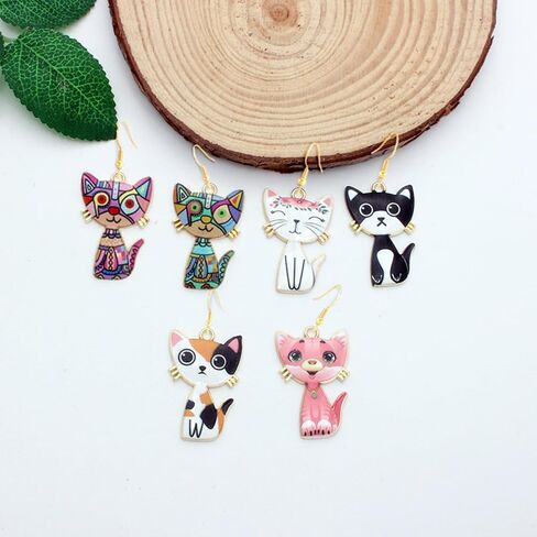 مجموعة أقراط Lezmoii اللطيفة المتدلية على شكل قطة أنيمي للفتيات والنساء على شكل حيوانات ممتعة in Kuwait