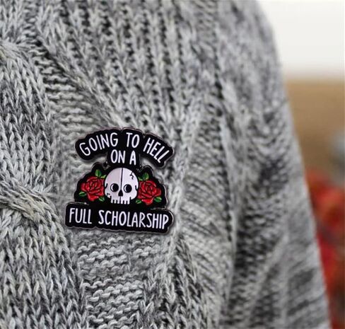 Going to Hell on a Full Scholarship Enamel Pin Spoopy Halloween Lapel Pin Funny Sayings Badge Satan Brooch Fashion Jewelry Accessories in Saudi Arabia