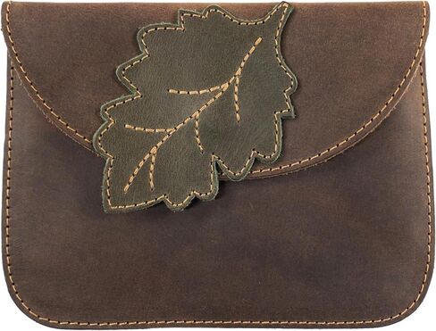 Hide & Drink, Leaves Card Wallet Pouch Handmade from Full Grain Leather, Soft Coin & Cash Organizer, Cable Holder & Accessories Case :: Single Malt Mahogany in Saudi Arabia