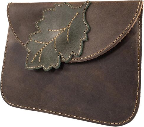 Hide & Drink, Leaves Card Wallet Pouch Handmade from Full Grain Leather, Soft Coin & Cash Organizer, Cable Holder & Accessories Case :: Single Malt Mahogany in Saudi Arabia