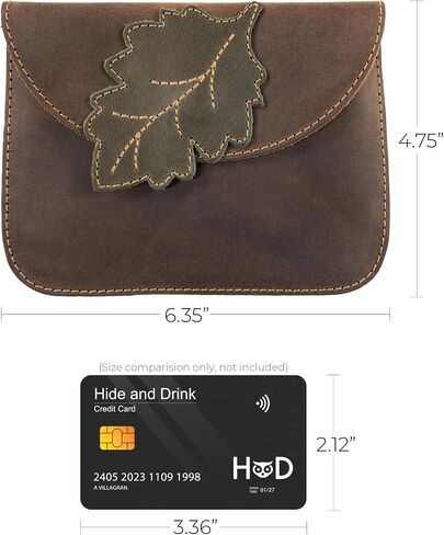 Hide & Drink, Leaves Card Wallet Pouch Handmade from Full Grain Leather, Soft Coin & Cash Organizer, Cable Holder & Accessories Case :: Single Malt Mahogany in Saudi Arabia