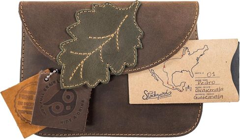 Hide & Drink, Leaves Card Wallet Pouch Handmade from Full Grain Leather, Soft Coin & Cash Organizer, Cable Holder & Accessories Case :: Single Malt Mahogany in Saudi Arabia