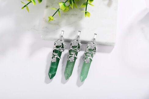 XIANNVXI Flower Wrapped Crystal Point Pendant Necklace Reiki Healing Crystals Stone Necklaces Gemstone Quartz Jewelry for Women in Kuwait