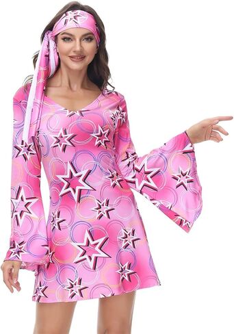 frawirshau Disco Outfit Women 70s Costume Dicso Dress For Women Halloween Hippie Clothes for Women in Kuwait