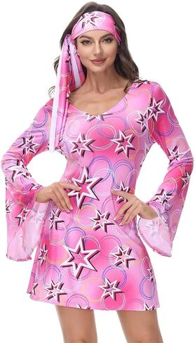 frawirshau Disco Outfit Women 70s Costume Dicso Dress For Women Halloween Hippie Clothes for Women in Kuwait