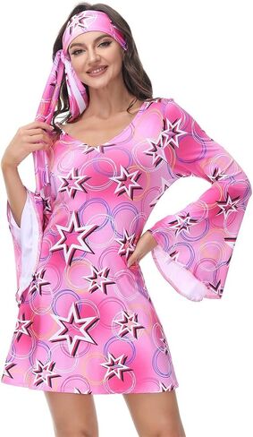 frawirshau Disco Outfit Women 70s Costume Dicso Dress For Women Halloween Hippie Clothes for Women in Kuwait