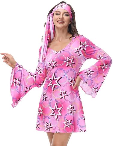 frawirshau Disco Outfit Women 70s Costume Dicso Dress For Women Halloween Hippie Clothes for Women in Kuwait