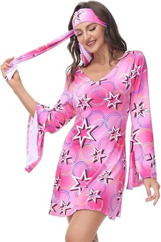 frawirshau Disco Outfit Women 70s Costume Dicso Dress For Women Halloween Hippie Clothes for Women in Kuwait