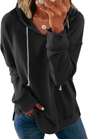 Syellowafter Women Casual Hoodie Long Sleeves Fashion Pullover Sweatshirts Loose Fit Tunic Winter Tops Comy Shirts in Kuwait