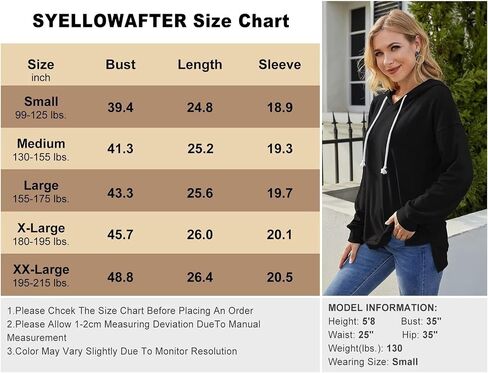 Syellowafter Women Casual Hoodie Long Sleeves Fashion Pullover Sweatshirts Loose Fit Tunic Winter Tops Comy Shirts in Kuwait