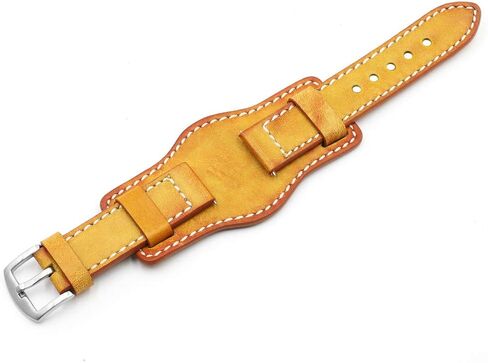 Onthelevel Leather Cuff Watch Strap 20mm 22mm 24mm Vintage Genuine Leather Watch Band with Mat for Men in Kuwait