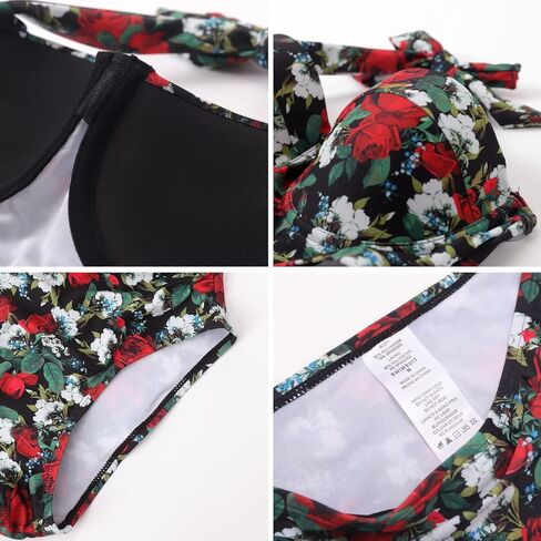 CHERRY CAT Womens Vintage Retro Polka High Waisted Underwire Bikini Two Piece Swimsuits in Kuwait