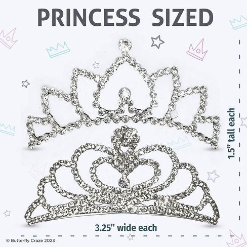 Butterfly Craze Princess Crown Comb Mini Tiara for Kids - Set of 2, Ideal for Wedding Flower Girls, Bridesmaids & Even For Brides, Also Perfect For Birthday Parties, Dress Up, And Pretend Plays in Kuwait