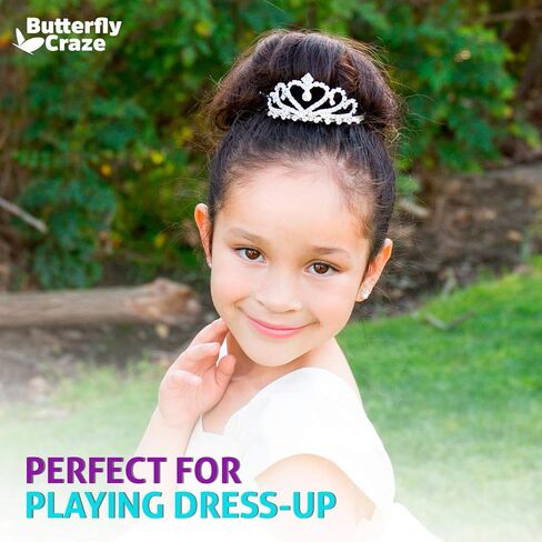 Butterfly Craze Princess Crown Comb Mini Tiara for Kids - Set of 2, Ideal for Wedding Flower Girls, Bridesmaids & Even For Brides, Also Perfect For Birthday Parties, Dress Up, And Pretend Plays in Kuwait
