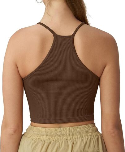 Attifall مضلع قطع علوية بدون أكمام للنساء سلس ظهر Racerback السباغيتي حزام كامي تجريب الرياضة اقتصاص القمم مجموعات in Kuwait