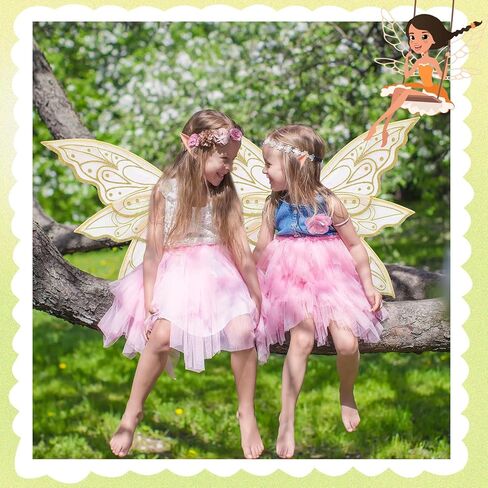 Sratte Fairy Wings with Elf Ears for Girls Gold Butterfly Wings for Women Halloween Fairy Costume Angel Wings for Adults Kids Fairy Accessories Halloween Dress Up Party Favor in Saudi Arabia