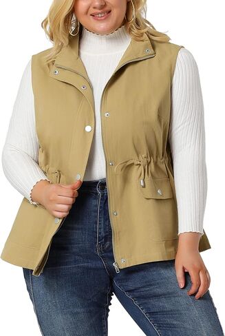 Agnes Orinda Plus Size Jackets for Women Lightweight Sleeveless Anorak Cargo Vest in Saudi Arabia