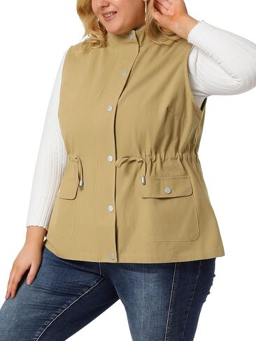 Agnes Orinda Plus Size Jackets for Women Lightweight Sleeveless Anorak Cargo Vest in Saudi Arabia