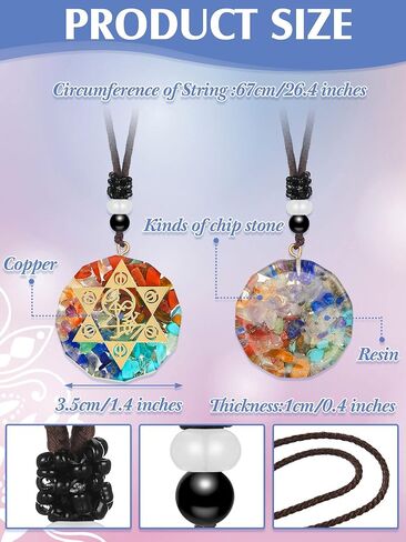10 Pieces Chakra Necklace Orgonite Necklace Crystal Pendant Necklace Spiral Chakra Healing Energy Necklace Adjustable Reversible Pendant for Women Men,1.4 Inches in Saudi Arabia