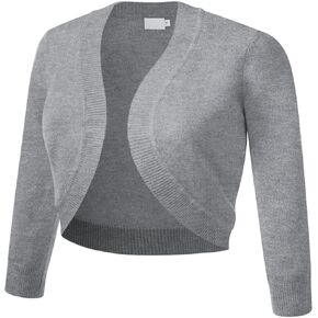 سترة صوفية نسائية كلاسيكية من COMFY WORLD بأكمام 3/4 كم من نسيج بوليرو ناعم ومتماسكة بحاشية مضلعة مفتوحة من الأمام (S-XL) in Kuwait